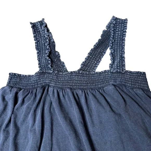 Anthropologie Pilcro Ruched Square-Neck Top Navy Blue Tank Top Size XL - Picture 2 of 6